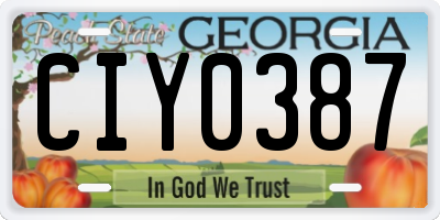 GA license plate CIY0387