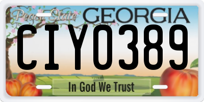 GA license plate CIY0389