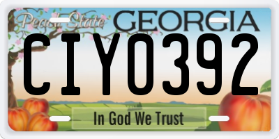 GA license plate CIY0392