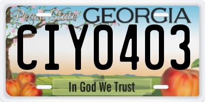 GA license plate CIY0403