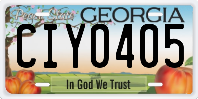 GA license plate CIY0405