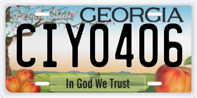 GA license plate CIY0406