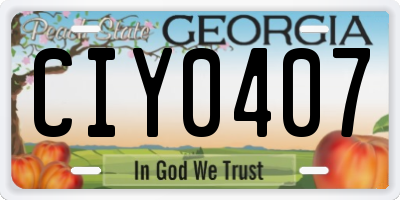GA license plate CIY0407