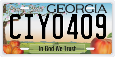 GA license plate CIY0409