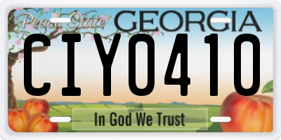 GA license plate CIY0410