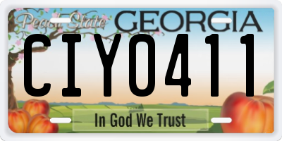 GA license plate CIY0411