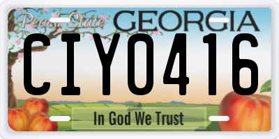 GA license plate CIY0416