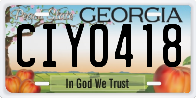 GA license plate CIY0418