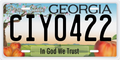 GA license plate CIY0422