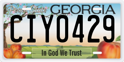 GA license plate CIY0429