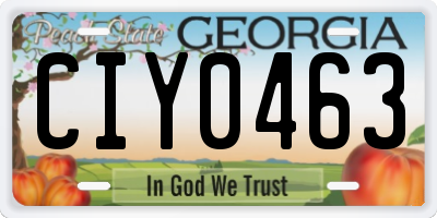 GA license plate CIY0463