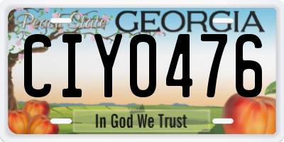 GA license plate CIY0476