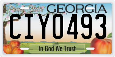 GA license plate CIY0493