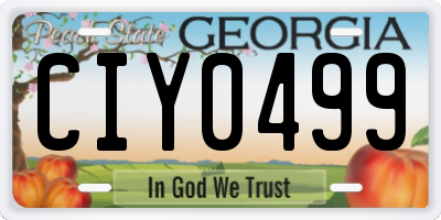 GA license plate CIY0499