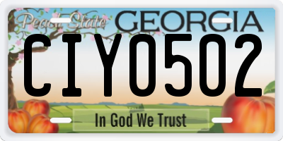 GA license plate CIY0502