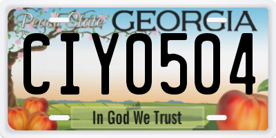 GA license plate CIY0504