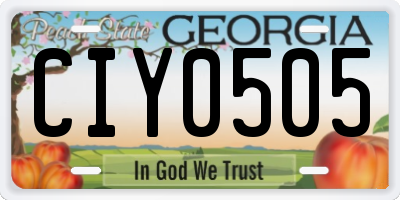 GA license plate CIY0505
