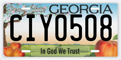 GA license plate CIY0508