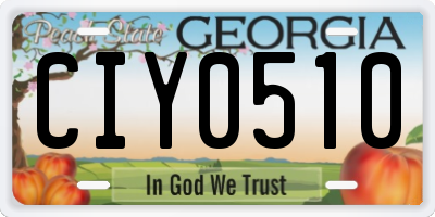 GA license plate CIY0510