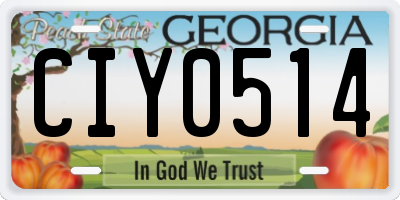GA license plate CIY0514