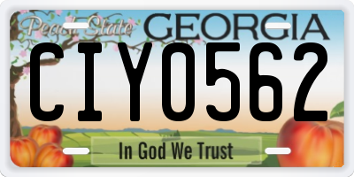 GA license plate CIY0562