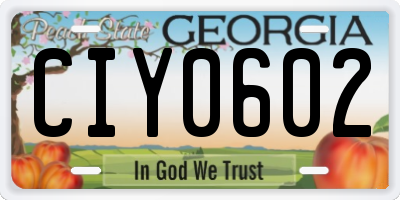 GA license plate CIY0602