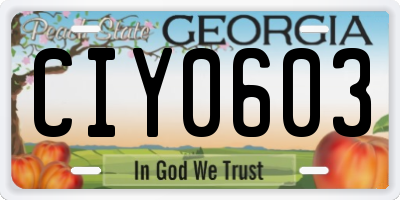 GA license plate CIY0603