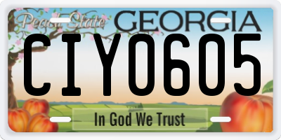 GA license plate CIY0605