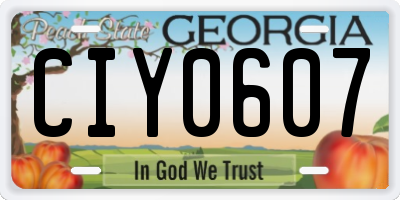 GA license plate CIY0607