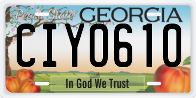 GA license plate CIY0610