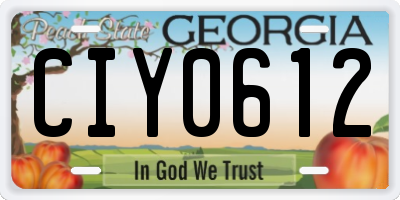 GA license plate CIY0612