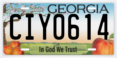 GA license plate CIY0614
