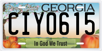 GA license plate CIY0615