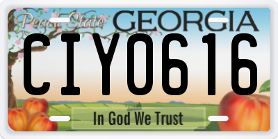 GA license plate CIY0616