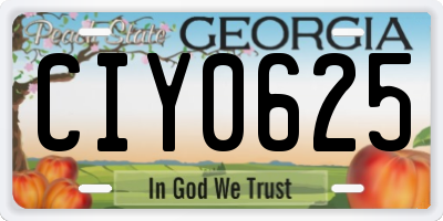 GA license plate CIY0625