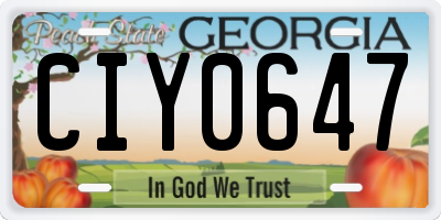 GA license plate CIY0647