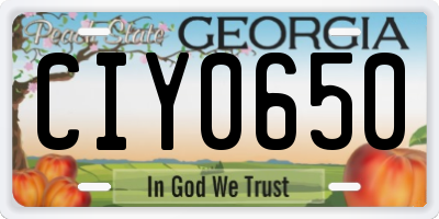 GA license plate CIY0650