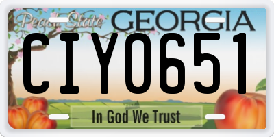 GA license plate CIY0651