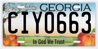 GA license plate CIY0663