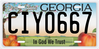 GA license plate CIY0667