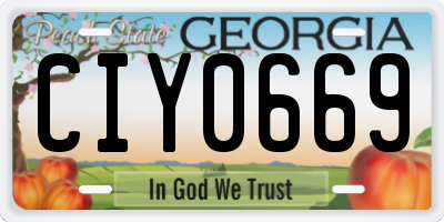 GA license plate CIY0669