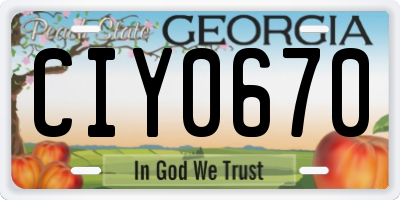 GA license plate CIY0670