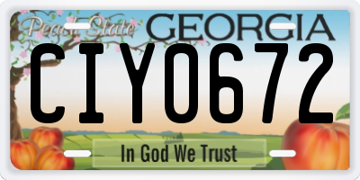 GA license plate CIY0672