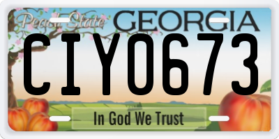 GA license plate CIY0673
