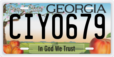 GA license plate CIY0679