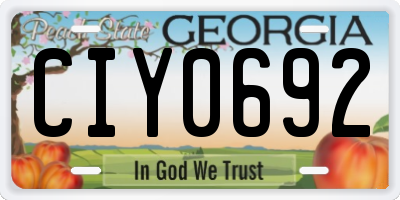 GA license plate CIY0692