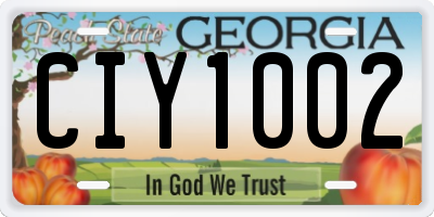 GA license plate CIY1002