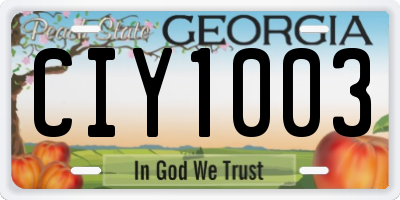 GA license plate CIY1003