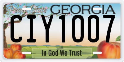 GA license plate CIY1007