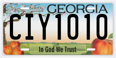 GA license plate CIY1010
